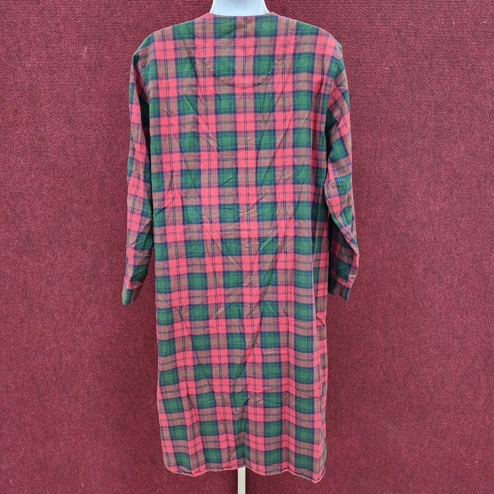 Vintage L.L. Bean Men's Plaid Sleep Shirt Nightgown Large Reg Cotton 1994 - Picture 4 of 5